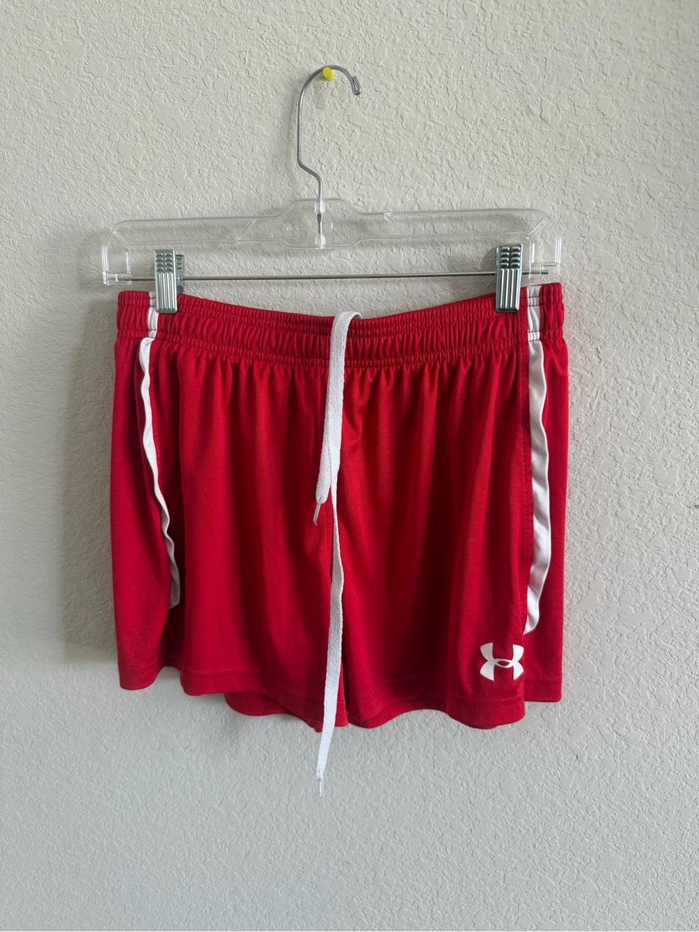 Under Armour Women’s Red Athletic Shorts with White Trim